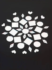 200 Pieces Of Small Triangular, Circular, Square, Heart-Shaped Combination Mirror Wall Stickers - 1mm - View 7