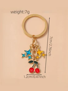 1 chiếc móc khóa hình ngôi sao năm cánh quả anh đào mới lạ, móc khóa ngôi sao anh đào, mặt dây chuyền túi xách - Nhiều màu - Xem 7