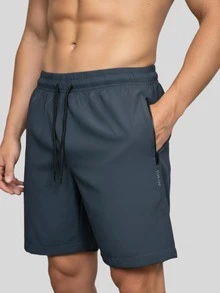 Type One Men's Bermuda Shorts Zipper Pocket Tactel Elastane Sports Shorts Gym Training Shorts Running Summer Loose Pocket Drawstring Beach For Going Out Night Casual Weekend Sports Cycling Holiday Birthday Christmas Valentine's Day Father's Day New Year - 藏蓝色 - 查看 3