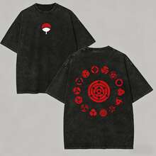 NarutoShippuden Uchiha Clan Crestt Sharingan Rinnegan All Forms Collection Black Washed Oversized Graphic T-Shirt Anime Streetwear Tee, Unisex Streetwear Casual Vintage Washed  Cotton Top For Men & Women, Men Graphic T Shirts, Men Vintage T Shirts,  Anime Shirt, Mens Clothes, Mens T Shirts, Y2k Clothes - 黑色 - 查看 1