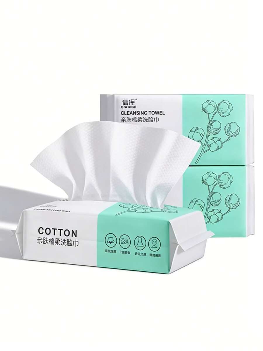 100 Count Disposable Face Towel,Thickening Ultra Soft Washcloths,Facial Cotton Tissue,Lint-Free Cotton Dry Wipes Multi-Purpose For Skin Care,Make-Up Wipes,Face Wipes And Facial Cleansing