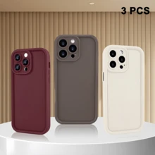 3 件装纯色简约个性化全包覆 TPU 防震手机壳，兼容 Apple 17、16、15、14、13、12、11 Pro Max、Air 等系列 - 彩色 - 查看 38