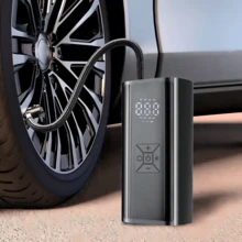 1pc Portable Tire Inflator Air Compressor With Auto Shut Off And LED Light, For Quick Inflation Of Car Tires, Bicycle Tires, Motorcycle Tires, Balls, And Other Inflatables, Also Functions As A Power Bank - Black - View 3