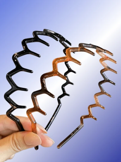 两套优雅发饰和发箍，季节性发箍发饰，美容配饰和发饰，大号波浪形塑料发箍