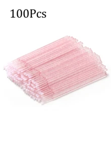 500/200/100支装一次性微型刷，适用于睫毛嫁接、睫毛胶清洁、睫毛刷、眉刷、眼影刷、唇彩和迷你棉签（水晶粉） - 粉色 - 查看 10