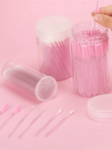 900/600/300/150/30支装睫毛嫁接套装，含刷子、唇刷、超细棉签、睫毛刷和一次性化妆工具 - 粉色 - 查看 2