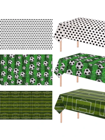 足球主题派对桌布 - 绿色足球场印花防水防污长方形桌布 - 可重复使用的运动装饰布 - 非常适合比赛日聚会、赛前派对、生日派对和世界杯庆祝活动 - 适合足球迷和体育爱好者