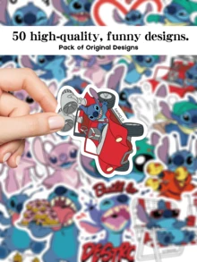 Disney Bộ 50 miếng dán Lilo & Stitch chính hãng, hình dán hoạt hình Stitch dễ thương dùng trang trí sổ lưu niệm, nhật ký và đồ trang trí DIY. - Lilo và Stitch - Xem 7
