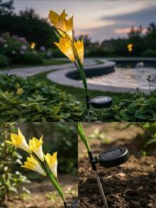 Decorative Solar LED Flower Lamp For Garden Patio Outdoor - Yellow - View 5