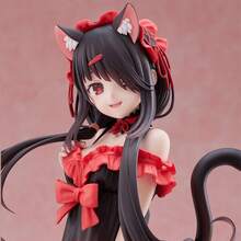 黑猫主题内衣套装，包含猫耳朵、尾巴、黑红相间的可爱睡衣、双马尾、赤脚萌妹子、可爱小摆件 - 彩色 - 查看 7