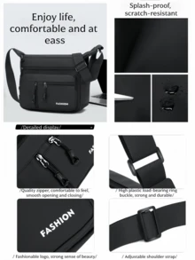 Lightweight Men's Multi-Pocket Messenger Bag, Durable Nylon Material, Ideal For Commuting And Travel - Multi-pocket 2 - View 10