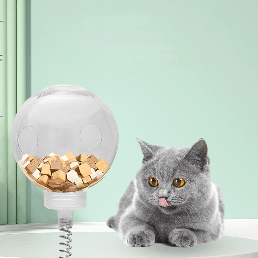 长柄吸盘猫逗猫棒，猫玩具，宠物自娱自乐解闷玩具球，PVC材质零食投放球，宠物益智用品 - 無色 - 查看 1