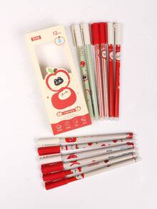 12 Pack Apple Cat Thermal Erasable Blue Gel Pen 0.5 High Value For Students To Brush The Writing Pen. - Sets - View 9