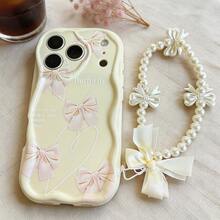 Ốp lưng nơ tương thích với iPhone 17, 17 Pro, 17 Pro Max, 17 Air, 16, 15, 14, 13, 12, 11 / S26, S25, 24, 23, 22 Ultra, A52, A53, A54, A55, A56, 07, A17 / / , Chống bám vân tay, Chống sốc, Chống rơi. 1 chiếc ốp lưng điện thoại họa tiết nơ thời trang + vòng tay nơ độc đáo màu kem. Phiên bản quốc tế, không phải phiên bản nội địa. - trắng - Xem 1