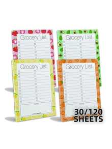 4 pièces Bloc-notes magnétique de fruits, convient pour le réfrigérateur - liste de courses, liste de tâches, rappel, liste d'épicerie - organisateur de planification des repas hebdomadaires/liste à suspendre à déchirer - Taille Unique - Voir 3