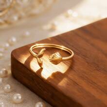 1枚可调节海洋主题贝壳设计时尚戒指，简约风格，适合通勤，春夏珠宝礼品 - 貝殼 - 查看 2