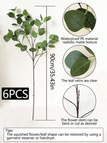 1支 90cm 人造尤加利葉莖噴枝 | 絲塑綠植，適用於居家/婚禮/派對裝飾，送給女性與媽媽的完美情人節禮物，適合花園、園藝、園藝用品、植物、野餐、仙女花園 - 綠色 - 查看 16