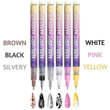 3/6/12支装细头3D美甲笔，丙烯颜料笔，美甲绘图笔，点彩笔，速干美甲马克笔套装，专业美甲设计工具 - 彩色 - 查看 9