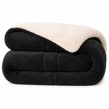Sherpa Comforter, Blanket, And Comforter, Queen Size, Thick, Various Colors - Black - View 2