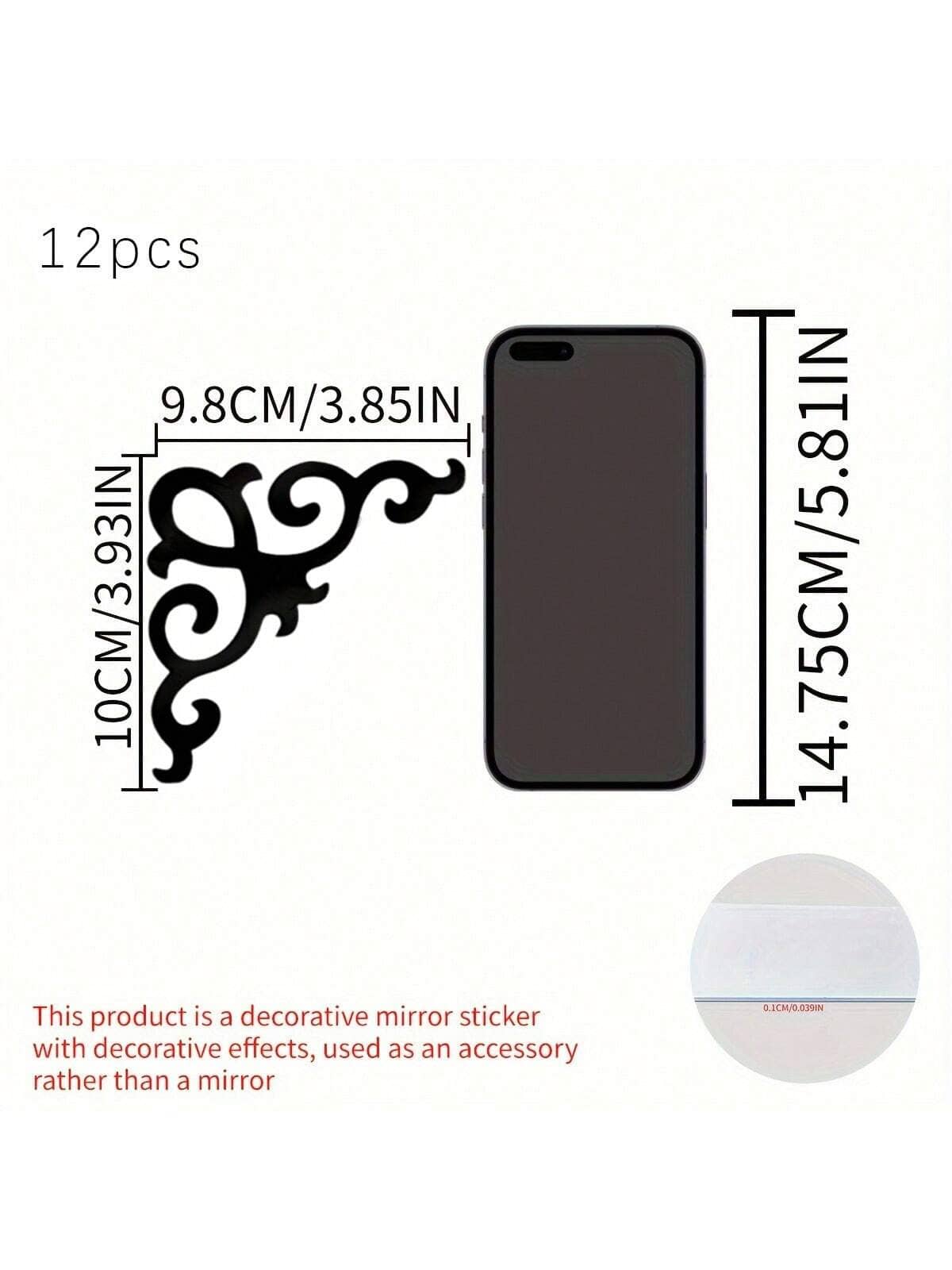 Bộ 4 miếng dán góc gương, decal dán tường acrylic tự dính dùng cho phòng tắm, trang trí cửa và khung tủ. - 1mm - Xem 19