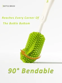 Detachable Multifunctional Baby Silicone Bottle Brush Set, 360° Cleaning Brush For Bottle, Nipple & Straw, Baby Feeding Cleaning Tool,7-In-1 Set - Green - View 7