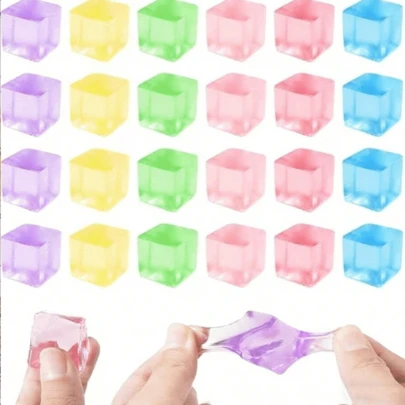 1/6/12/24/52 Pack Stress Balls, Adult Stress Relief Toys, Ice Cube Shaped Squeeze Toys - Square Squeeze Ball Sensory Toys, Stress Ball Toys, Squeeze Cube Stress Relief Toys, Small, Birthday Party Favors, Goodie Bag Fillers, Random Styles And Colors