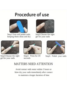 1package/10pcs-Edgy Black & Blue Cat Eye Press On Nails | Quilted Pattern & Pearl Chain Fake Nails - Multicolor - View 4