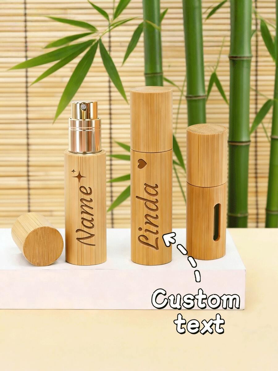 Customized Bamboo Fragrance Atomizer, Personalized Travel Spray Bottle, Wedding Favor, Travel Essential, Portable Gift - The Perfect Companion For Travel, Commute Or Fragrance Touch-Up Anytime, Allowing You To Enjoy Your Desired Scent - 10ml - View 1