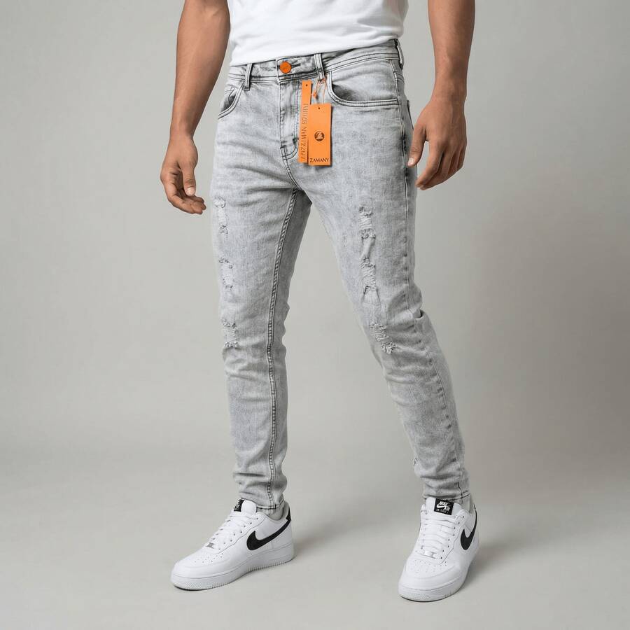 Men's Skinny Fitted Jeans With Elastane - Comfortable And Casual - JO-003 - 查看 1