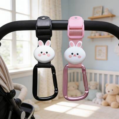 1pc Baby Stroller Cartoon Aluminum Alloy Hanging Hook With Clasp, Suitable For Diaper Bags, Handbags And Other Accessories