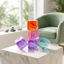 1pc Marble Pattern Slow Rising Cube Toy: Transparent Swirl Design Slow Rebound Cube Toy, Soft And Slowly Rises, Suitable For Children And Adults, Great For Desktop Games And Stress Relief. - NNL30 - View 3
