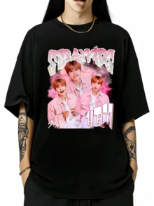 T-shirt pour enfants Strays, Top d'été - manches courtes. Nouveau style 2026. Respirant, confortable et élégant. Convient à diverses occasions. - Noir - Voir 1