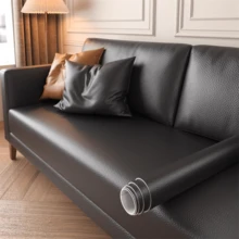 1 Roll, Solid Color Leather Peel And Stick Wallpaper, Black And White Texture, Waterproof And Oil-Resistant PVC Wallpaper, Kitchen Accessories, Easy To Remove And Stick, For Home Decor, Wallpaper Sticker, Art Wall, Wall Decor, Simple Renovation Style, Self-Adhesive - A-Black - View 10