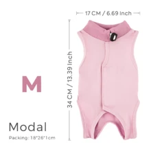 PETCHIC 1件装柔软轻薄猫咪绝育手术服，透气猫咪术后恢复服，防舔舐伊丽莎白圈替代品及皮肤病背心（粉色/蓝色） - 彩色 - 查看 18