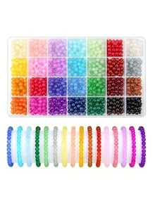 Bộ hạt thủy tinh 24 màu, Bộ làm vòng tay 8mm dành cho phụ nữ trưởng thành, đồ trang sức thủ công DIY - Nhiều màu - Xem 13
