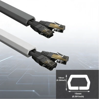 PVC电缆隐藏器 - 自粘式，白色和灰色半圆形和梯形设计，易于安装，适用于墙面和地面电线电缆保护、绝缘保护和电缆管理 | 现代电缆管理 | PVC电缆盖，电缆管理整理器