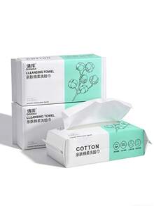 100 Count Disposable Face Towel,Thickening Ultra Soft Washcloths,Facial Cotton Tissue,Lint-Free Cotton Dry Wipes Multi-Purpose For Skin Care,Make-Up Wipes,Face Wipes And Facial Cleansing - White - View 4