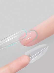 240pcs Transparent Sandwich Style Nail Stickers, Nail Art Tools, Double-Ended Quick Nail Gel Stickers, Full Coverage Nail Extension Stickers - Apricot - View 6