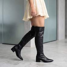 Women's Over-The-Knee Pointed Toe High-Top Riding Boots For Winter - màu đen - Xem 4