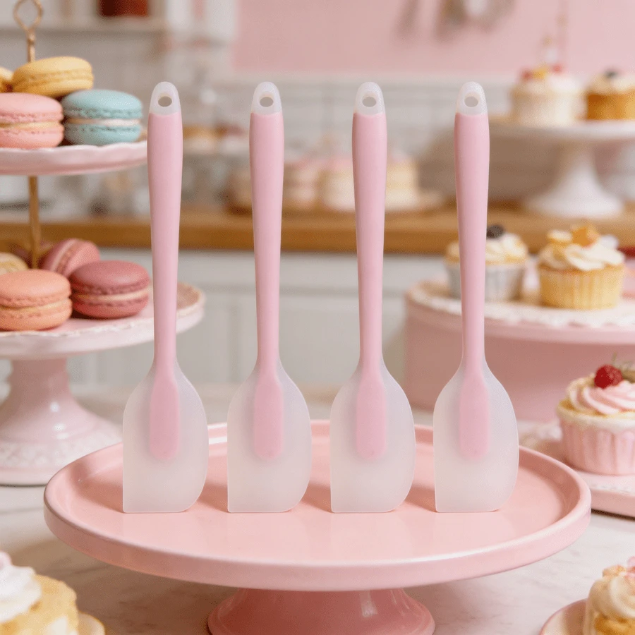 2/4pcs Silicone Spatula Set - Heat Resistant 450°F Flexible Scraper - Non-Stick Kitchen Utensils - Seamless Dishwasher (Lime/Sky Blue/Pink) - Multicolor - View 1