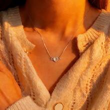 1pc S925 Silver Luxury Heart Wing Design Pendant Necklace With Sparkling Zirconia, Elegant Everyday Wear Jewelry, Quality Gift For Loved One - Silver - View 2