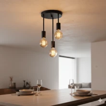 1盏现代简约三头铁艺吊灯，E27灯座，硬线连接，适用于餐厅、卧室、书房、客厅，创意吊灯，楼梯照明，不含灯泡 - 彩色 - 查看 3