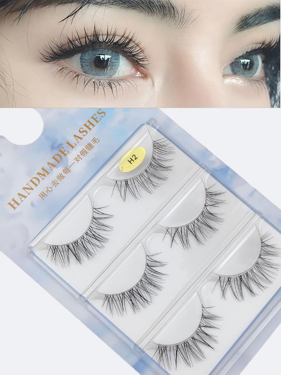 COS Full-Strip Cross-Layered Angelic Lashes – Synthetic Fiber, European-American Dramatic Style, 3 Pairs (Natural Everyday & Thai-Inspired Glam) - View 1