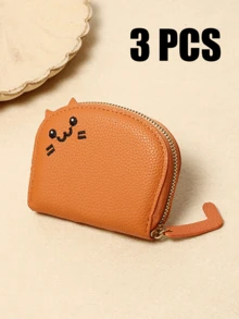 1/2pcs Cartoon Cat Shaped Wallet, Women Multi-Card Slots Purse, Cute & Fashionable Faux Leather Coin Pouch, Cat Card Holder, Compact & Portable, Multi-Slot Design, Various Colors Available, Small Gift For Family, Friends And Loved Ones (Zipper Color Random) - Multicolor - View 37