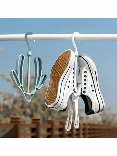 2 قطعة رف تجفيف الأحذية للشرفة للاستخدام الخارجي مقاوم للرياح، استخدم بحذر للأحذية الثقيلة مثل الحذاء الرياضي. رف تجفيف متعدد الوظائف للنافذة، علاقة ملابس، رف أحذية، مناسب للأحذية الصغيرة. استخدم بحذر للأحذية الثقيلة مثل الحذاء الرياضي