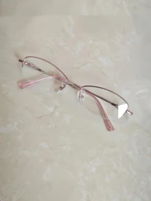 A Pair Of Unisex Metal Semi-Rimless Glasses Featuring A Stylish, Unique, And Artistic Design With Clear Lenses. - Leopard - View 13