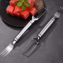 Bộ 2 món dao và nĩa ăn dưa hấu 2 trong 1 bằng thép không gỉ (màu bạc) - Bạc - Xem 6