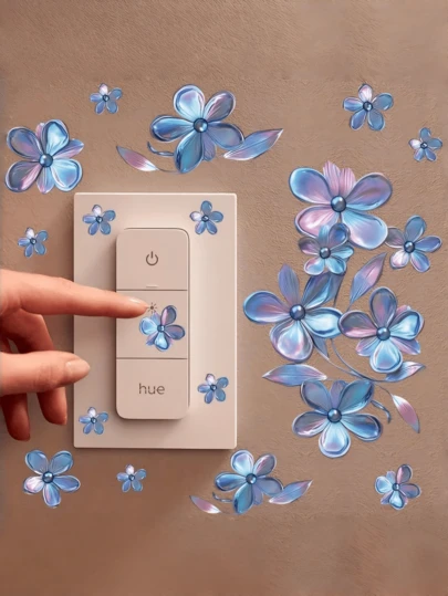 1pc Floral Glow-In-The-Dark Wall Sticker, Suitable For Bedroom, Living Room, Entrance, Kitchen, Home Decor, Self-Adhesive Removable Matte Finish Wall Decal, Ideal For Living Room, Bedroom, Kids Room, Home Decor, Wall Sticker, Vinyl Decal, Spring Decor, Adds Vitality To Your Home, Rama Decor Sticker Gift, Birthday Graduation Gift