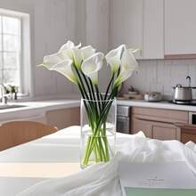 10/20支人造马蹄莲花，PU触感，适用于婚礼、家居和办公室装饰，非常适合母亲节和春季装饰，可用于插花，适用于家居、户外、客厅、婚礼装饰、圣诞节、情人节、母亲节中心摆件 - 塑料材质，不含花瓶和花束配件 - 彩色 - 查看 6