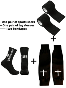 3pcs/Set Men's High-Performance Sports Socks, Calf Sleeves, Bandage, Enhanced Grip Anti-Slip, Moisture-Wicking, Breathable Fabric, Suitable For Football, Basketball And Running Sports.[Size 40-46] - Black and White - View 5